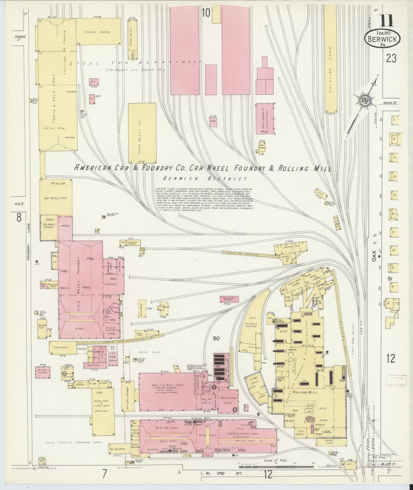 Sanborn Fire Insurance Map from Berwick, Columbia County, Pennsylvania (1913), Sheet #0011 - Historic Sanborn Fire Insurance Map Print, vintage old map wall art, antique decor, genealogy gift, Pennsylvania Pennsylvania map