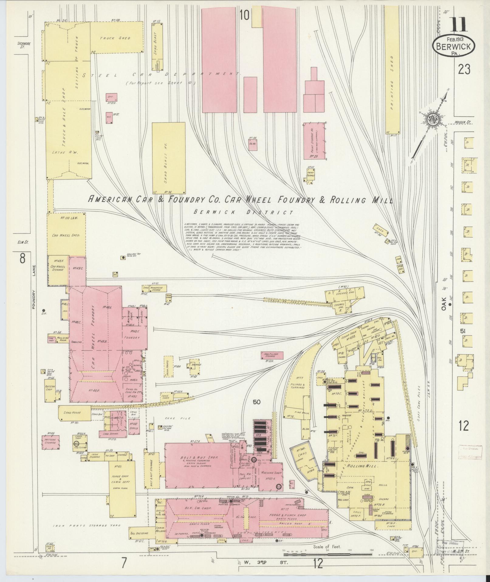 Sanborn Fire Insurance Map from Berwick, Columbia County, Pennsylvania (1913), Sheet #0011 - Historic Sanborn Fire Insurance Map Print, vintage old map wall art, antique decor, genealogy gift, Pennsylvania Pennsylvania map