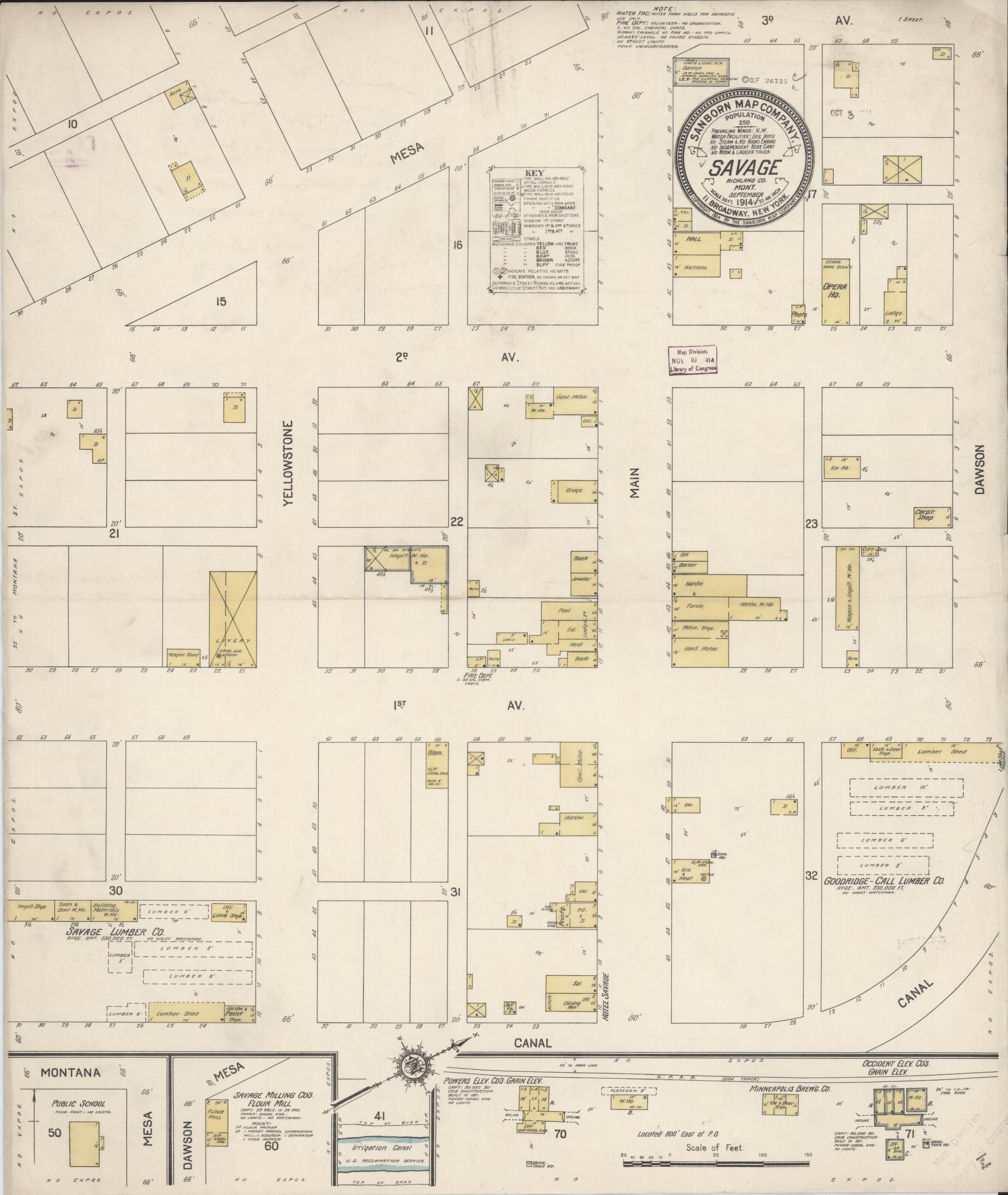 Sanborn Fire Insurance Map from Savage, Richland County, Montana. (1914) – Historic Sanborn Fire Insurance Map Print