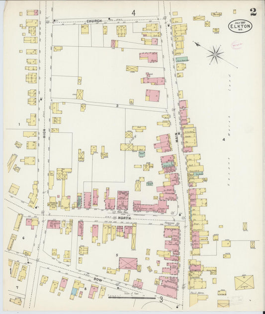 Sanborn Fire Insurance Map from Elkton, Cecil County, Maryland (1897), Sheet #0002 - Historic Sanborn Fire Insurance Map Print, vintage old map wall art, antique decor, genealogy gift, Maryland Maryland map