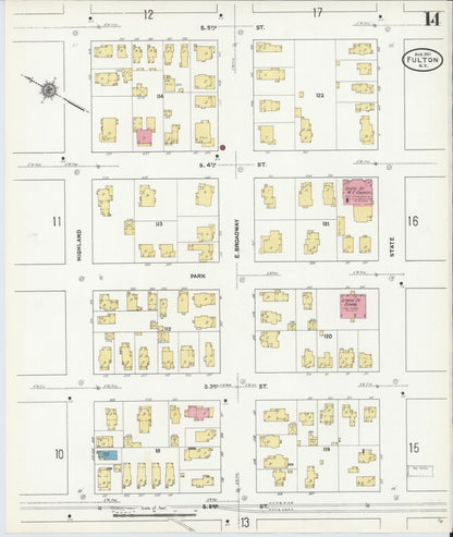 Sanborn Fire Insurance Map from Fulton, Oswego County, New York (1911), Sheet #0014 - Complete Map Set gallery image, historic Sanborn map, vintage wall art, New York New York