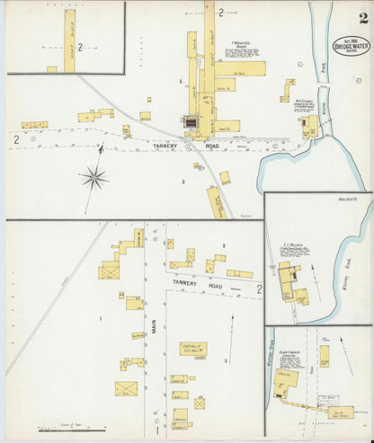 Sanborn Fire Insurance Map from Bridgewater, Aroostook County, Maine (1900), Sheet #0002 - Complete Map Set gallery image, historic Sanborn map, vintage wall art, Maine Maine