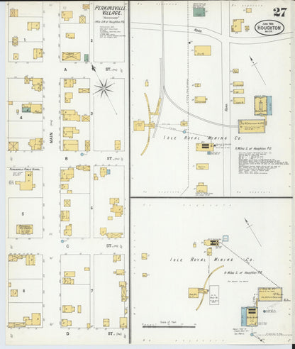 Sanborn Fire Insurance Map from Houghton, Houghton County, Michigan (1900), Sheet #0027 - Complete Map Set gallery image, historic Sanborn map, vintage wall art, Michigan Michigan
