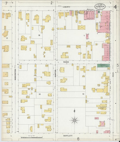 Sanborn Fire Insurance Map from Sumter, Sumter County, South Carolina (1899), Sheet #0004 - Complete Map Set gallery image, historic Sanborn map, vintage wall art, South Carolina South Carolina
