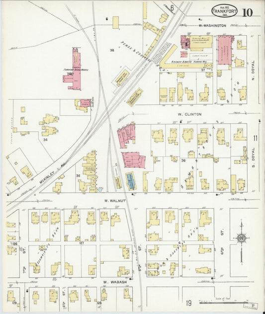 Sanborn Fire Insurance Map from Frankfort, Clinton County, Indiana (1912), Sheet #0010 - Historic Sanborn Fire Insurance Map Print, vintage old map wall art, antique decor, genealogy gift, Indiana Indiana map