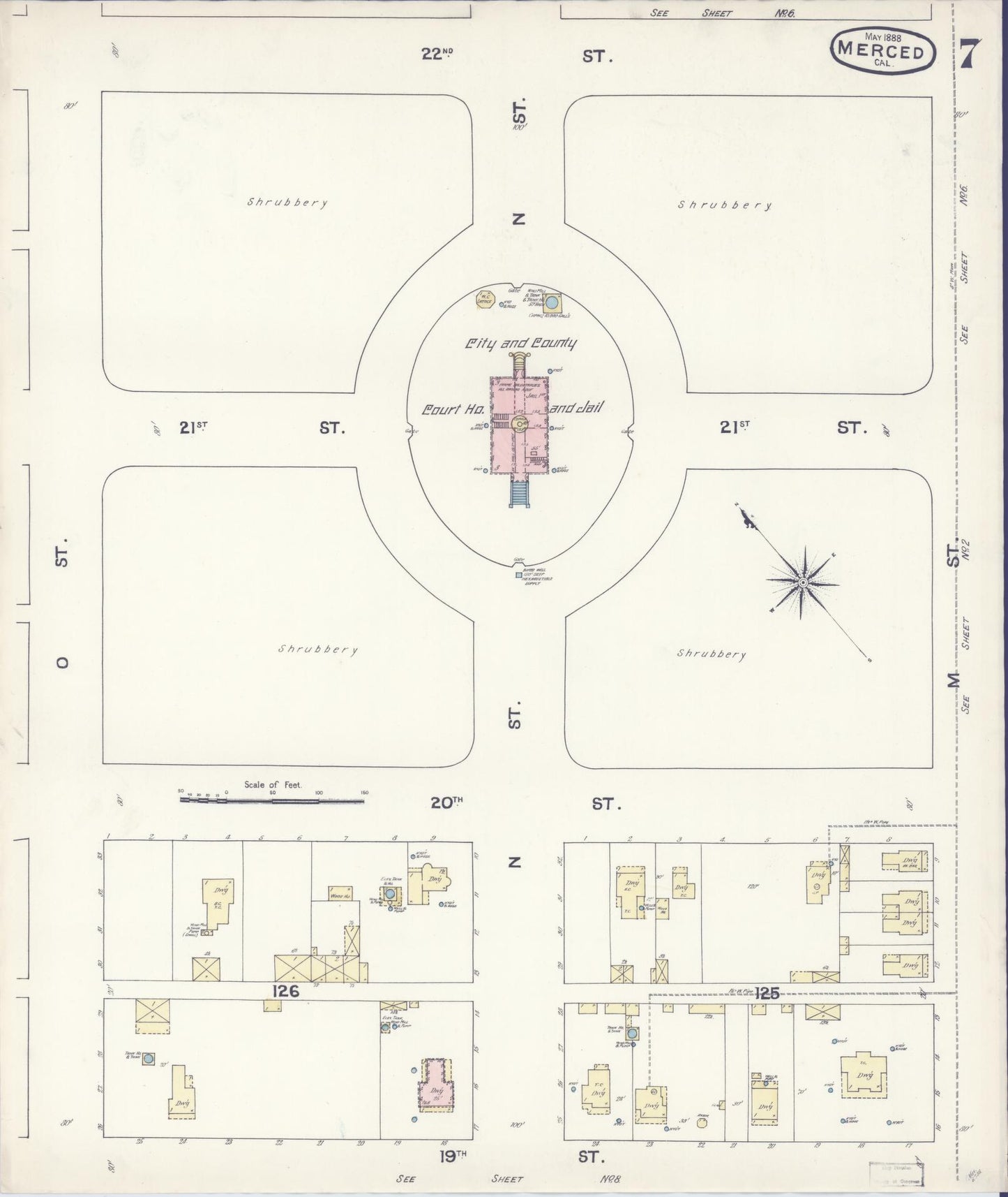 Sanborn Fire Insurance Map from Merced, Merced County, California (1888), Sheet #0007 - Historic Sanborn Fire Insurance Map Print, vintage old map wall art, antique decor, genealogy gift, California California map