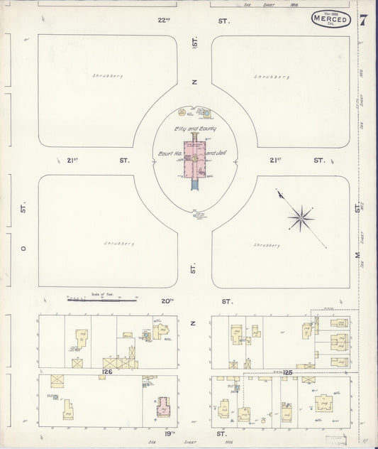 Sanborn Fire Insurance Map from Merced, Merced County, California (1888), Sheet #0007 - Historic Sanborn Fire Insurance Map Print, vintage old map wall art, antique decor, genealogy gift, California California map
