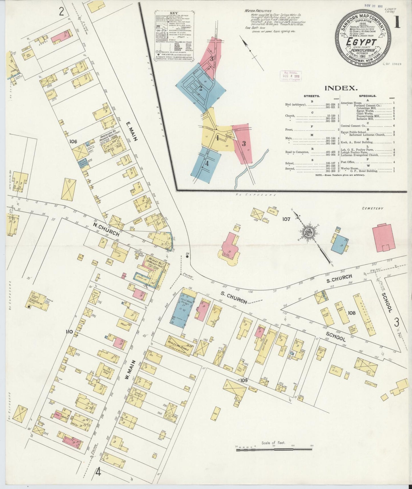 Sanborn Fire Insurance Map from Egypt, Lehigh County, Pennsylvania. (1911) – Historic Sanborn Fire Insurance Map Print