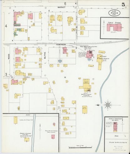 Sanborn Fire Insurance Map from Paris, Henry County, Tennessee (1901), Sheet #0005 - Complete Map Set gallery image, historic Sanborn map, vintage wall art, Tennessee Tennessee