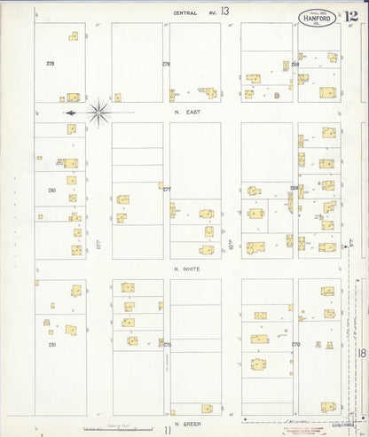 Sanborn Fire Insurance Map from Hanford, Kings County, California (1905), Sheet #0012 - Complete Map Set gallery image, historic Sanborn map, vintage wall art, California California