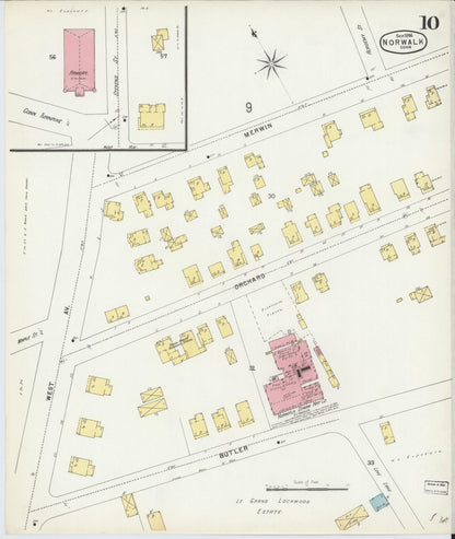 Sanborn Fire Insurance Map from Norwalk, Fairfield County, Connecticut (1896), Sheet #0010 - Complete Map Set gallery image, historic Sanborn map, vintage wall art, Connecticut Connecticut