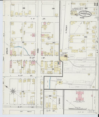 Sanborn Fire Insurance Map from Ironton, Lawrence County, Ohio (1889), Sheet #0011 - Historic Sanborn Fire Insurance Map Print, vintage old map wall art, antique decor, genealogy gift, Ohio Ohio map