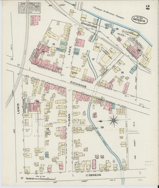 Sanborn Fire Insurance Map from Geneva, Ontario County, New York (1884), Sheet #0002 - Complete Map Set gallery image, historic Sanborn map, vintage wall art, New York New York