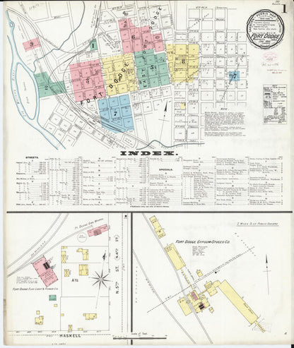 Sanborn Fire Insurance Map from Fort Dodge, Webster County, Iowa (1896), Sheet #0001 - Historic Sanborn Fire Insurance Map Print, vintage old map wall art