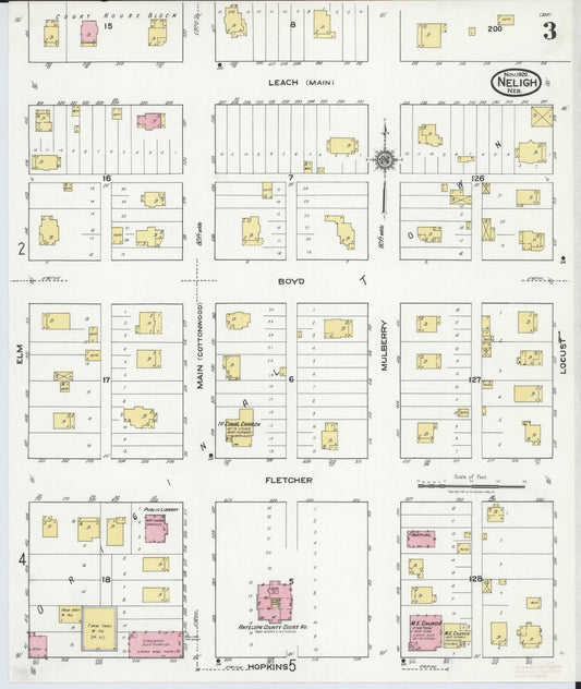 Sanborn Fire Insurance Map from Neligh, Antelope County, Nebraska (1920), Sheet #0003 - Historic Sanborn Fire Insurance Map Print, vintage old map wall art, antique decor, genealogy gift, Nebraska Nebraska map