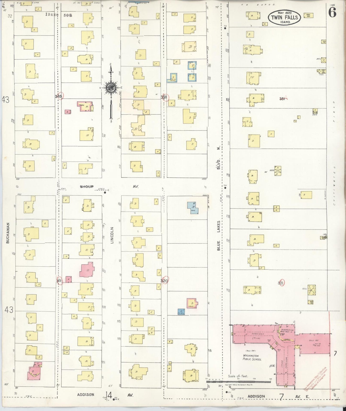 Sanborn Fire Insurance Map from Twin Falls, Twin Falls County, Idaho (1949), Sheet #0006 - Complete Map Set gallery image, historic Sanborn map, vintage wall art, Falls Idaho