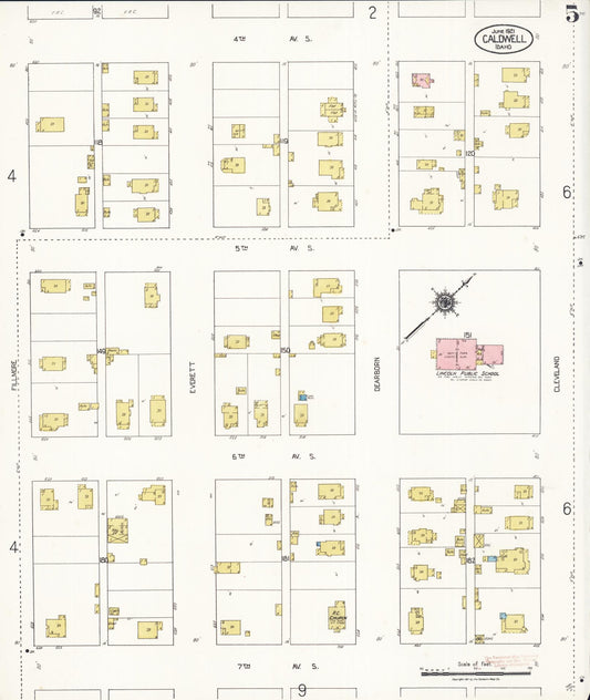 Sanborn Fire Insurance Map from Caldwell, Canyon County, Idaho (1921), Sheet #0005 - Historic Sanborn Fire Insurance Map Print, vintage old map wall art, antique decor, genealogy gift, Idaho Idaho map