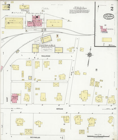 Sanborn Fire Insurance Map from Ozark, Dale County, Alabama (1923), Sheet #0002 - Complete Map Set gallery image, historic Sanborn map, vintage wall art, Alabama Alabama