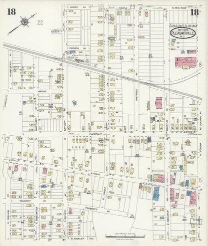 Sanborn Fire Insurance Map from Pleasantville, Atlantic County, New Jersey (1924), Sheet #0018 - Historic Sanborn Fire Insurance Map Print, vintage old map wall art, antique decor, genealogy gift, New Jersey New Jersey map