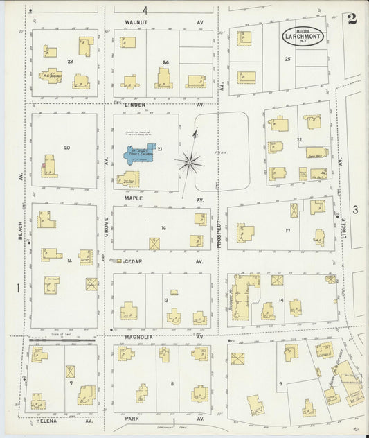 Sanborn Fire Insurance Map from Larchmont, Westchester County, New York (1898), Sheet #0002 - Historic Sanborn Fire Insurance Map Print, vintage old map wall art, antique decor, genealogy gift, New York New York map