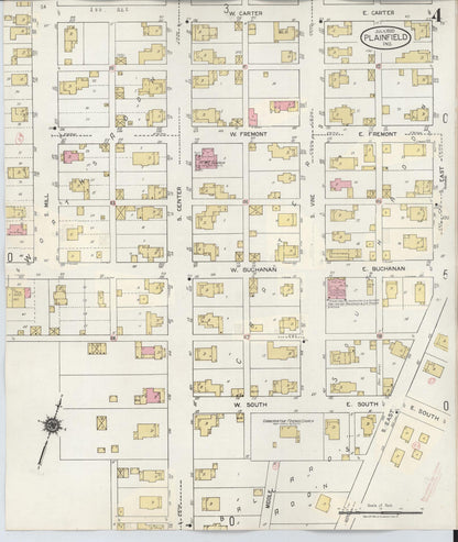 Sanborn Fire Insurance Map from Plainfield, Hendricks County, Indiana (1920), Sheet #0004 - Complete Map Set gallery image, historic Sanborn map, vintage wall art, Indiana Indiana