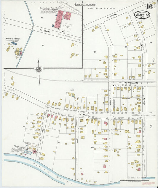 Sanborn Fire Insurance Map from Waterloo, Seneca County, New York (1918), Sheet #0016 - Historic Sanborn Fire Insurance Map Print, vintage old map wall art, antique decor, genealogy gift, New York New York map