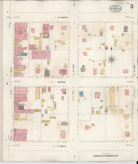 Sanborn Fire Insurance Map from Richfield, Sevier County, Utah (1930), Sheet #0005 - Historic Sanborn Fire Insurance Map Print, vintage old map wall art, antique decor, genealogy gift, Utah Utah map