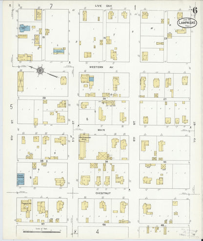 Sanborn Fire Insurance Map from Lampasas, Lampasas County, Texas (1912), Sheet #0006 - Complete Map Set gallery image, historic Sanborn map, vintage wall art, Texas Texas