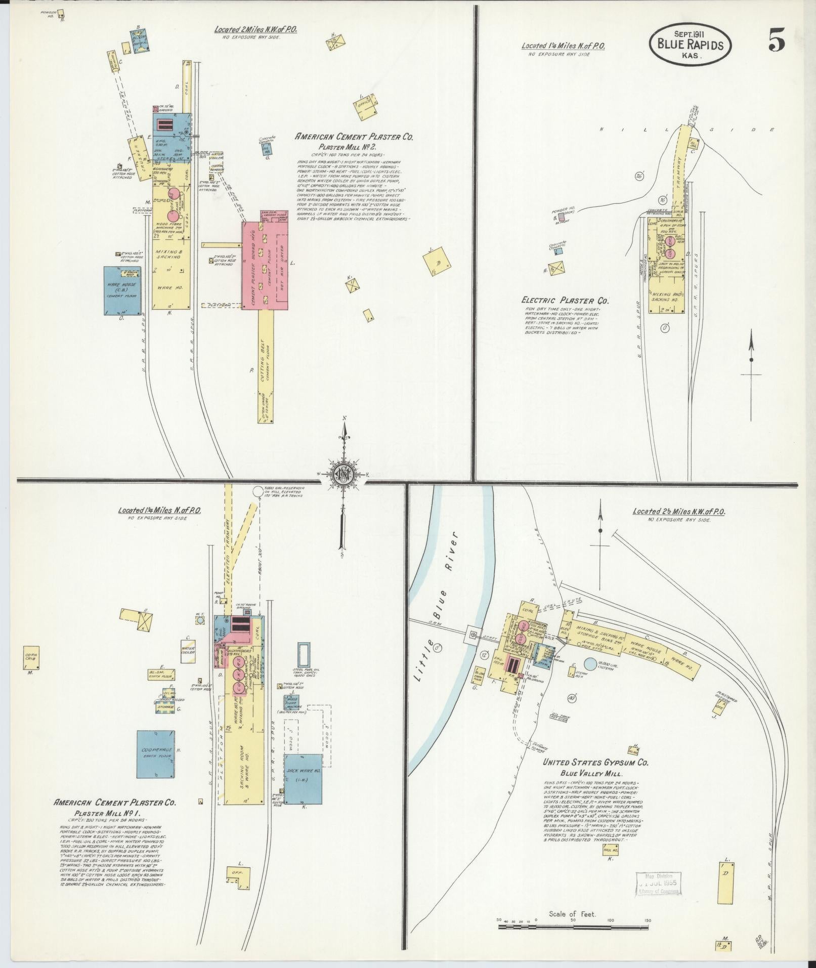 Sanborn Fire Insurance Map from Blue Rapids, Marshall County, Kansas (1911), Sheet #0005 - Historic Sanborn Fire Insurance Map Print, vintage old map wall art, antique decor, genealogy gift, Kansas Kansas map