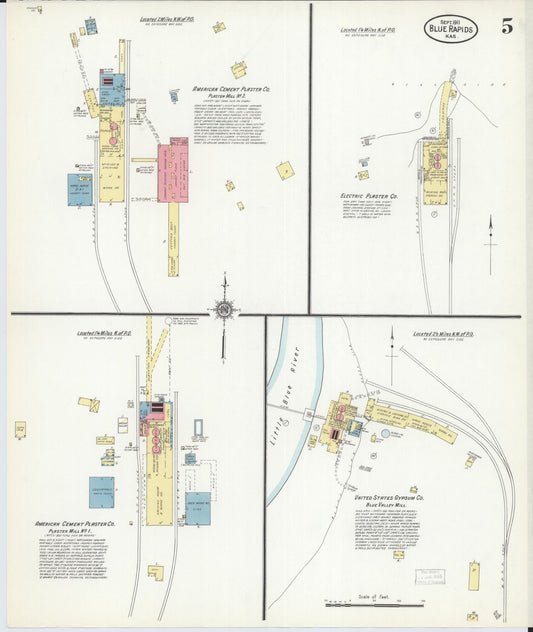Sanborn Fire Insurance Map from Blue Rapids, Marshall County, Kansas (1911), Sheet #0005 - Historic Sanborn Fire Insurance Map Print, vintage old map wall art, antique decor, genealogy gift, Kansas Kansas map