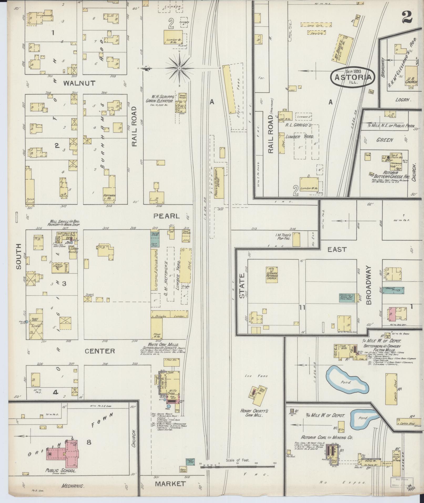 Sanborn Fire Insurance Map from Astoria, Fulton County, Illinois (1893), Sheet #0002 - Complete Map Set gallery image, historic Sanborn map, vintage wall art, Illinois Illinois