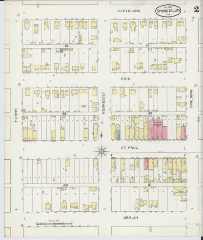 Sanborn Fire Insurance Map from Spring Valley, Bureau County, Illinois (1893), Sheet #0002 - Historic Sanborn Fire Insurance Map Print, vintage old map wall art, antique decor, genealogy gift, Illinois Illinois map