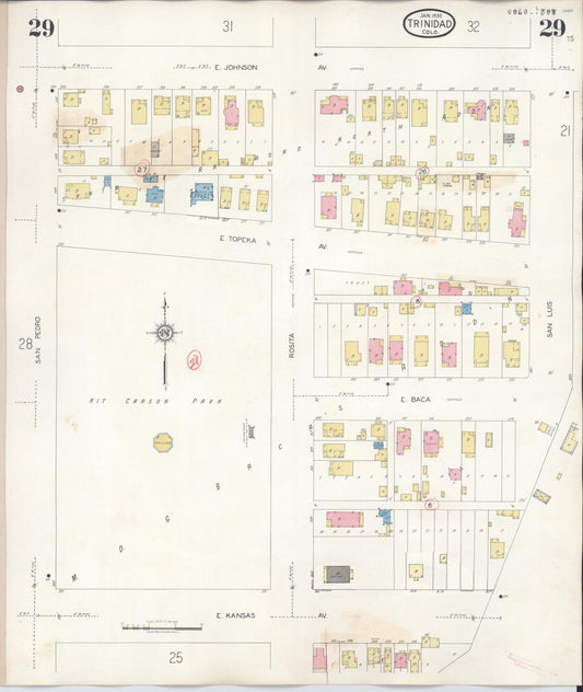 Sanborn Fire Insurance Map from Trinidad, Las Animas County, Colorado (1948), Sheet #0029 - Historic Sanborn Fire Insurance Map Print, vintage old map wall art, antique decor, genealogy gift, Colorado Colorado map