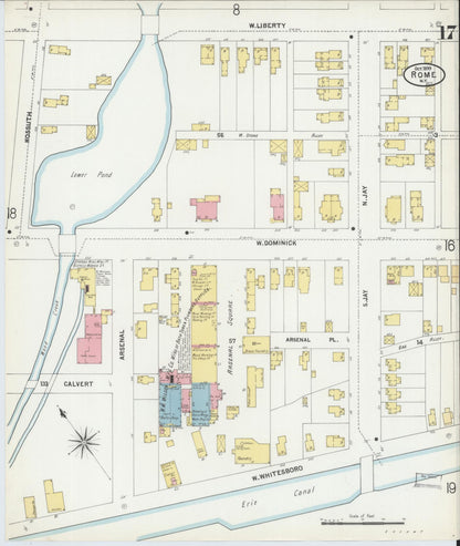 Sanborn Fire Insurance Map from Rome, Oneida County, New York (1899), Sheet #0017 - Complete Map Set gallery image, historic Sanborn map, vintage wall art, New York New York