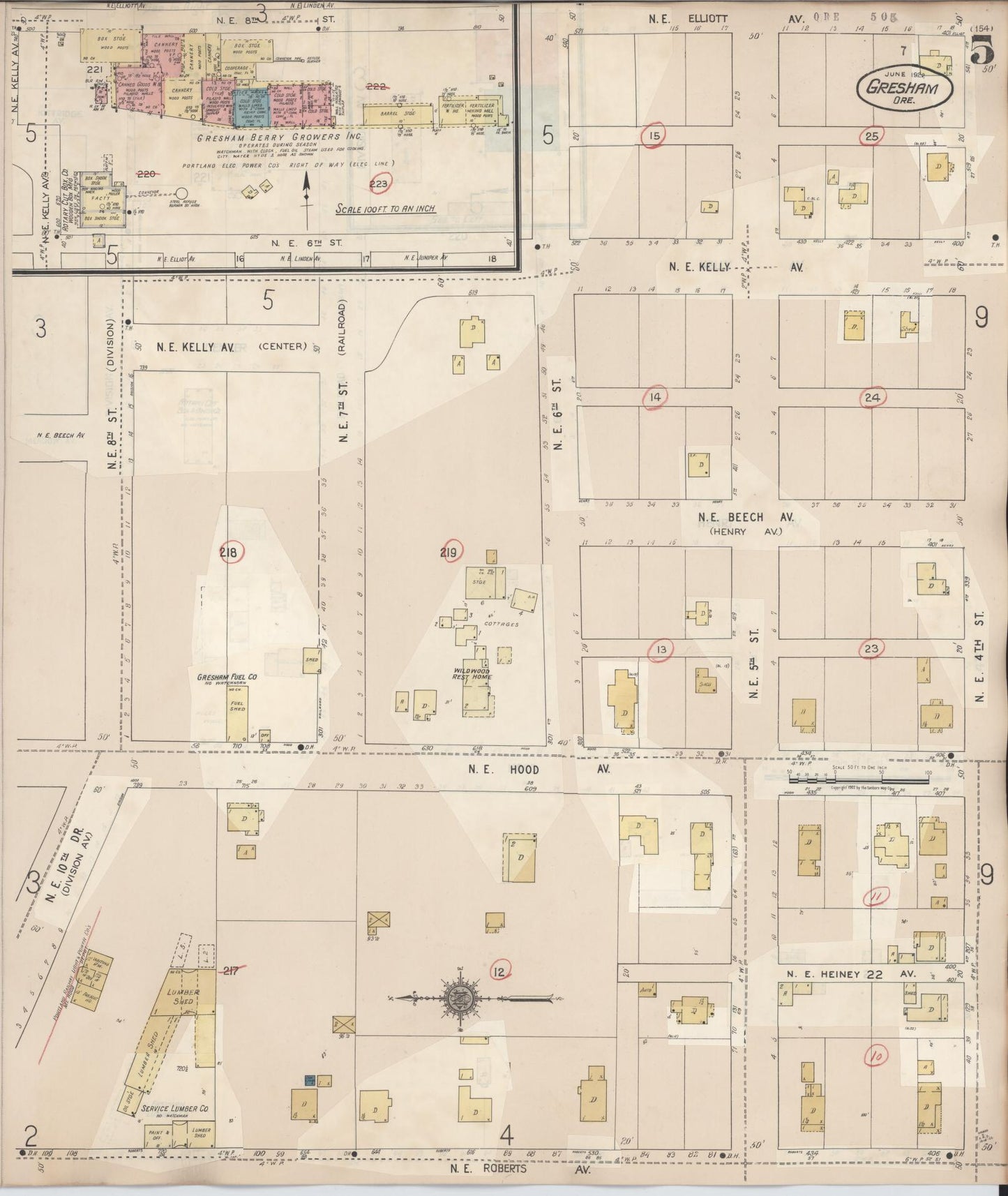 Sanborn Fire Insurance Map from Gresham, Multnomah County, Oregon (1941), Sheet #0005 - Complete Map Set gallery image, historic Sanborn map, vintage wall art, Oregon Oregon