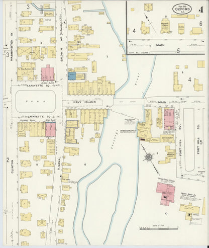 Sanborn Fire Insurance Map from Oxford, Chenango County, New York (1910), Sheet #0004 - Complete Map Set gallery image, historic Sanborn map, vintage wall art, New York New York