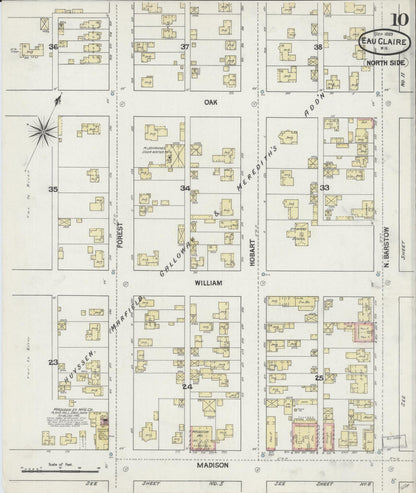 Sanborn Fire Insurance Map from Eau Claire, Eau Claire County, Wisconsin (1889), Sheet #0010 - Complete Map Set gallery image, historic Sanborn map, vintage wall art, Wisconsin Wisconsin