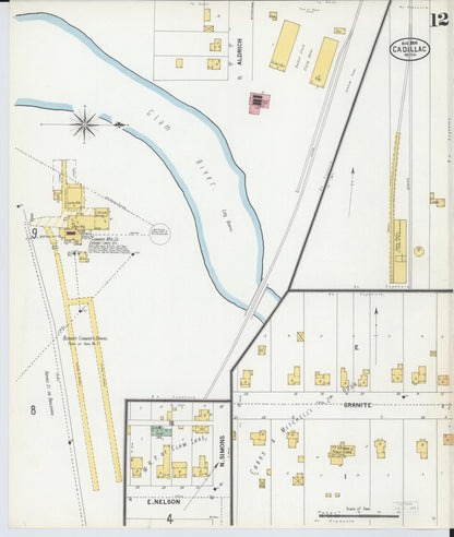 Sanborn Fire Insurance Map from Cadillac, Wexford County, Michigan (1900), Sheet #0012 - Historic Sanborn Fire Insurance Map Print, vintage old map wall art, antique decor, genealogy gift, Michigan Michigan map