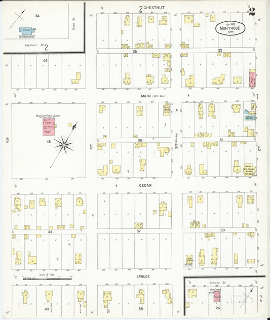 Sanborn Fire Insurance Map from Montrose, Lee County, Iowa (1902), Sheet #0002 - Historic Sanborn Fire Insurance Map Print, vintage old map wall art