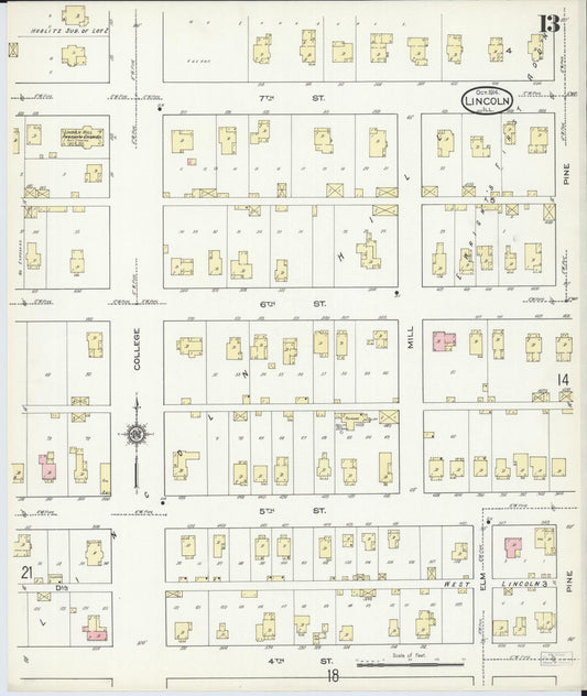 Sanborn Fire Insurance Map from Lincoln, Logan County, Illinois (1914), Sheet #0013 - Historic Sanborn Fire Insurance Map Print, vintage old map wall art, antique decor, genealogy gift, Illinois Illinois map