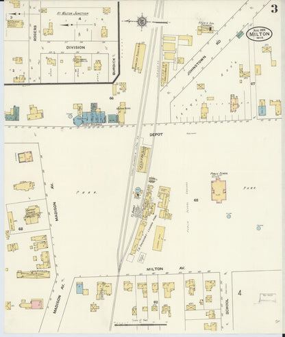 Sanborn Fire Insurance Map from Milton, Rock County, Wisconsin (1909), Sheet #0003 - Complete Map Set gallery image, historic Sanborn map, vintage wall art, Wisconsin Wisconsin