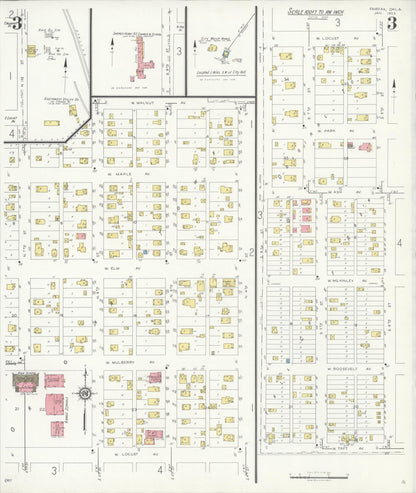 Sanborn Fire Insurance Map from Fairfax, Osage County, Oklahoma (1933), Sheet #0003 - Complete Map Set gallery image, historic Sanborn map, vintage wall art, Oklahoma Oklahoma