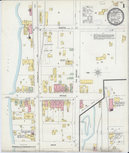 Sanborn Fire Insurance Map from Yorkville, Kendall County, Illinois (1898), Sheet #0001 - Historic Sanborn Fire Insurance Map Print, vintage old map wall art, antique decor, genealogy gift, Illinois Illinois map