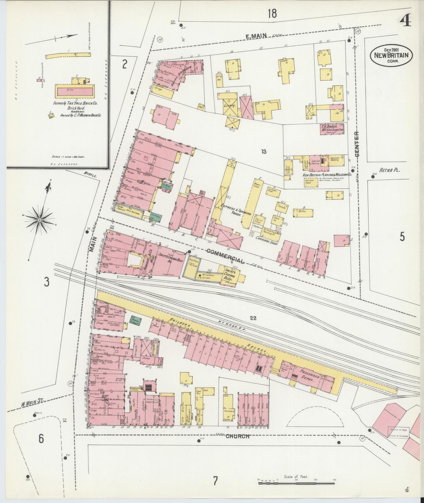 Sanborn Fire Insurance Map from New Britain, Hartford County, Connecticut (1901), Sheet #0004 - Complete Map Set gallery image, historic Sanborn map, vintage wall art, Connecticut Connecticut