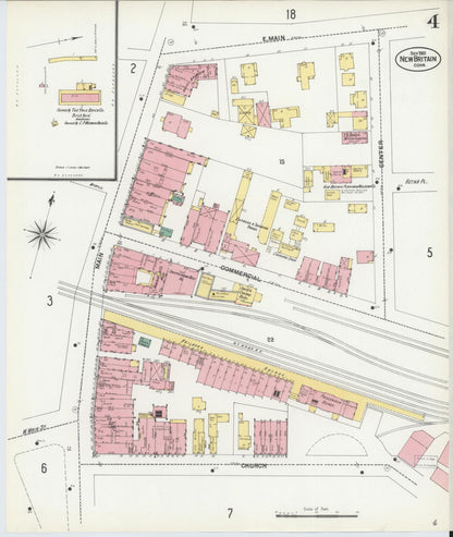 Sanborn Fire Insurance Map from New Britain, Hartford County, Connecticut (1901), Sheet #0004 - Complete Map Set gallery image, historic Sanborn map, vintage wall art, Connecticut Connecticut