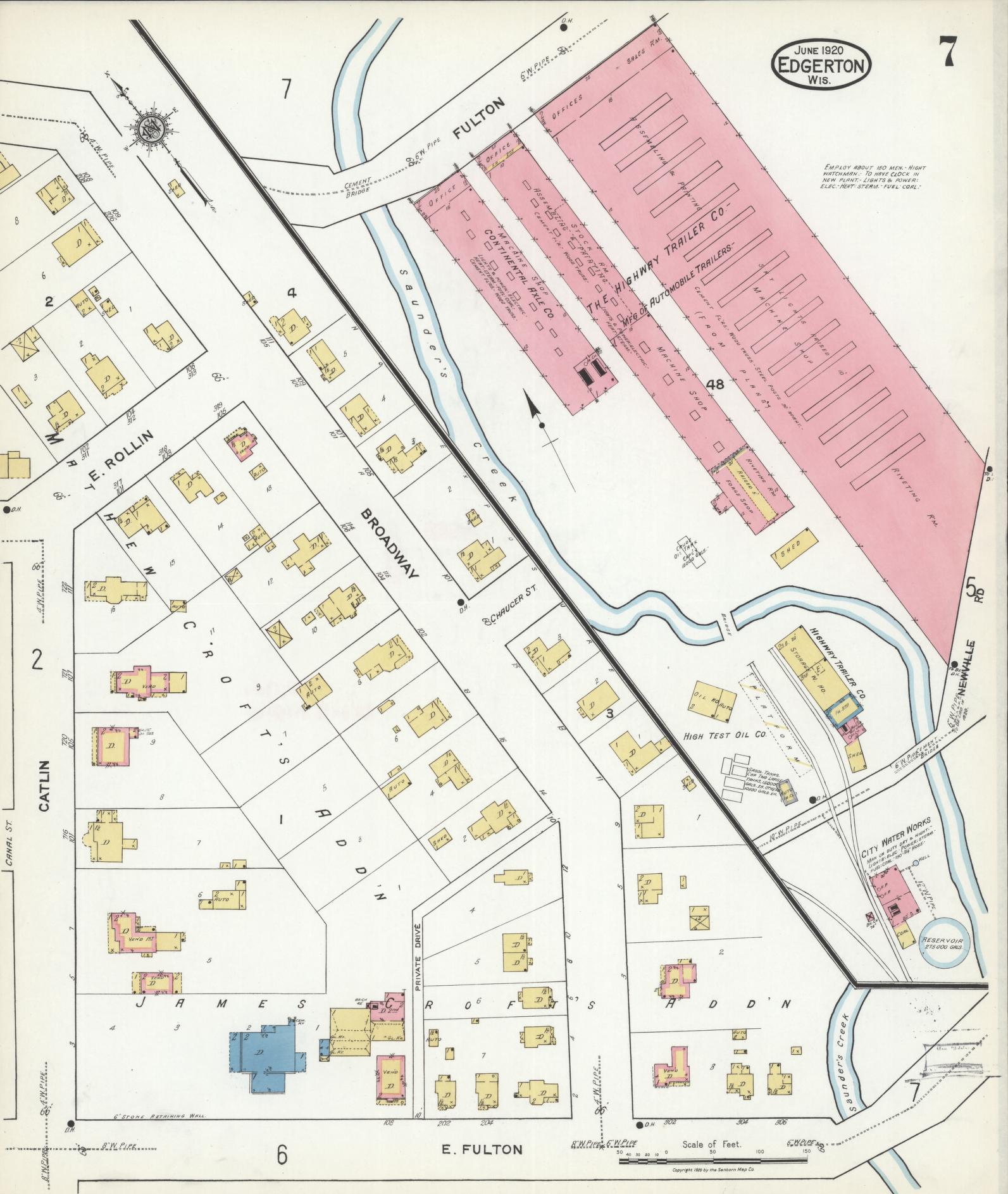 Sanborn Fire Insurance Map from Edgerton, Rock County, Wisconsin (1920), Sheet #0007 - Complete Map Set gallery image, historic Sanborn map, vintage wall art, Wisconsin Wisconsin