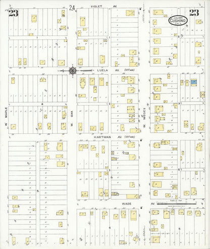 Sanborn Fire Insurance Map from Cushing, Payne County, Oklahoma (1924), Sheet #0023 - Complete Map Set gallery image, historic Sanborn map, vintage wall art, Oklahoma Oklahoma