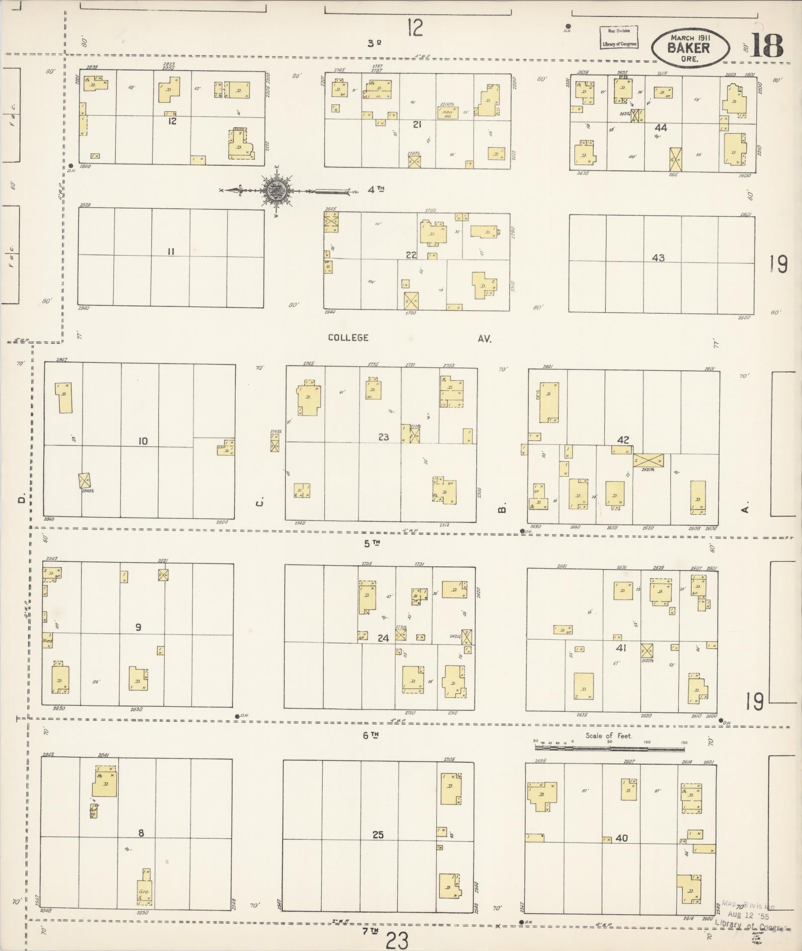 Sanborn Fire Insurance Map from Baker, Baker County, Oregon (1911), Sheet #0018 - Historic Sanborn Fire Insurance Map Print, vintage old map wall art, antique decor, genealogy gift, Oregon Oregon map