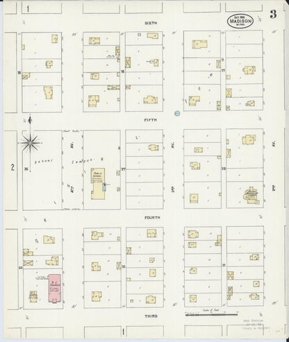 Sanborn Fire Insurance Map from Madison, Lac Qui Parle County, Minnesota (1906), Sheet #0003 - Historic Sanborn Fire Insurance Map Print, vintage old map wall art, antique decor, genealogy gift, Minnesota Minnesota map