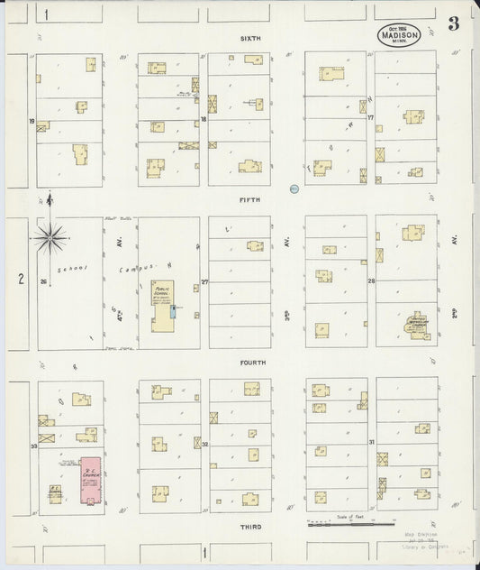 Sanborn Fire Insurance Map from Madison, Lac Qui Parle County, Minnesota (1906), Sheet #0003 - Historic Sanborn Fire Insurance Map Print, vintage old map wall art, antique decor, genealogy gift, Minnesota Minnesota map
